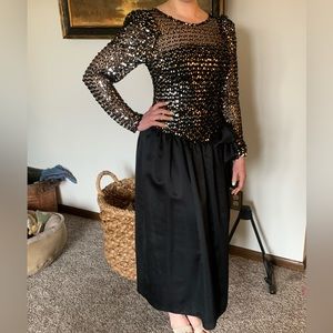 Vintage 1980s Sequin and Satin Dress